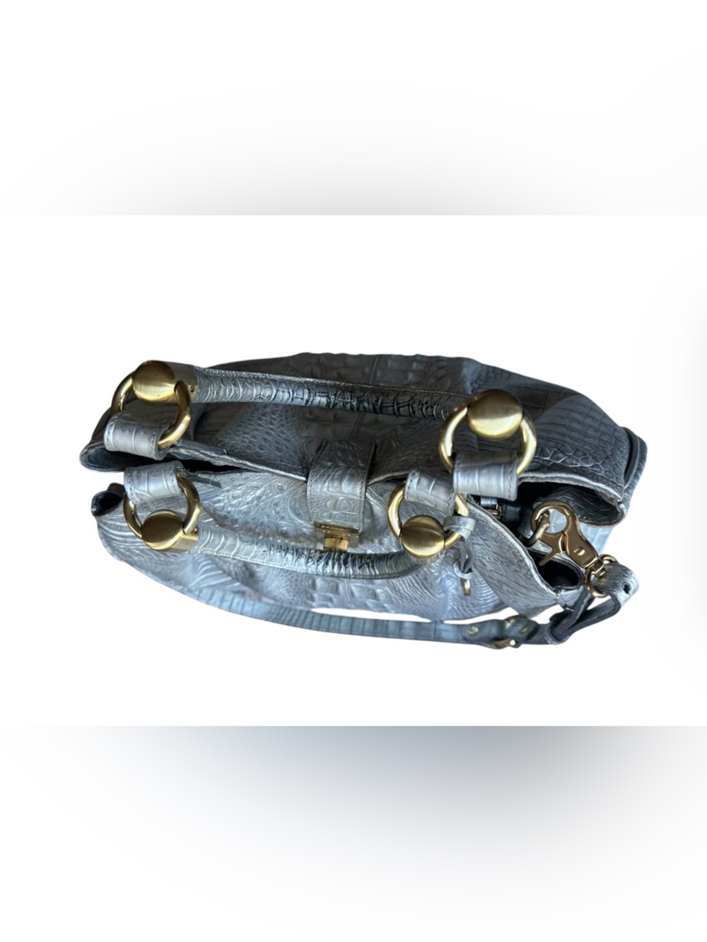 Brahmin Elisa Silver Croc-Embossed Satchel - Picture 15 of 15